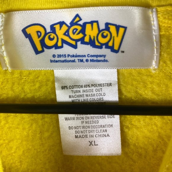 Pikachu Pokemon Hoodie Size XL Costume Jacket Sweatshirt Youth Full Zip Yellow - Picture 3 of 10